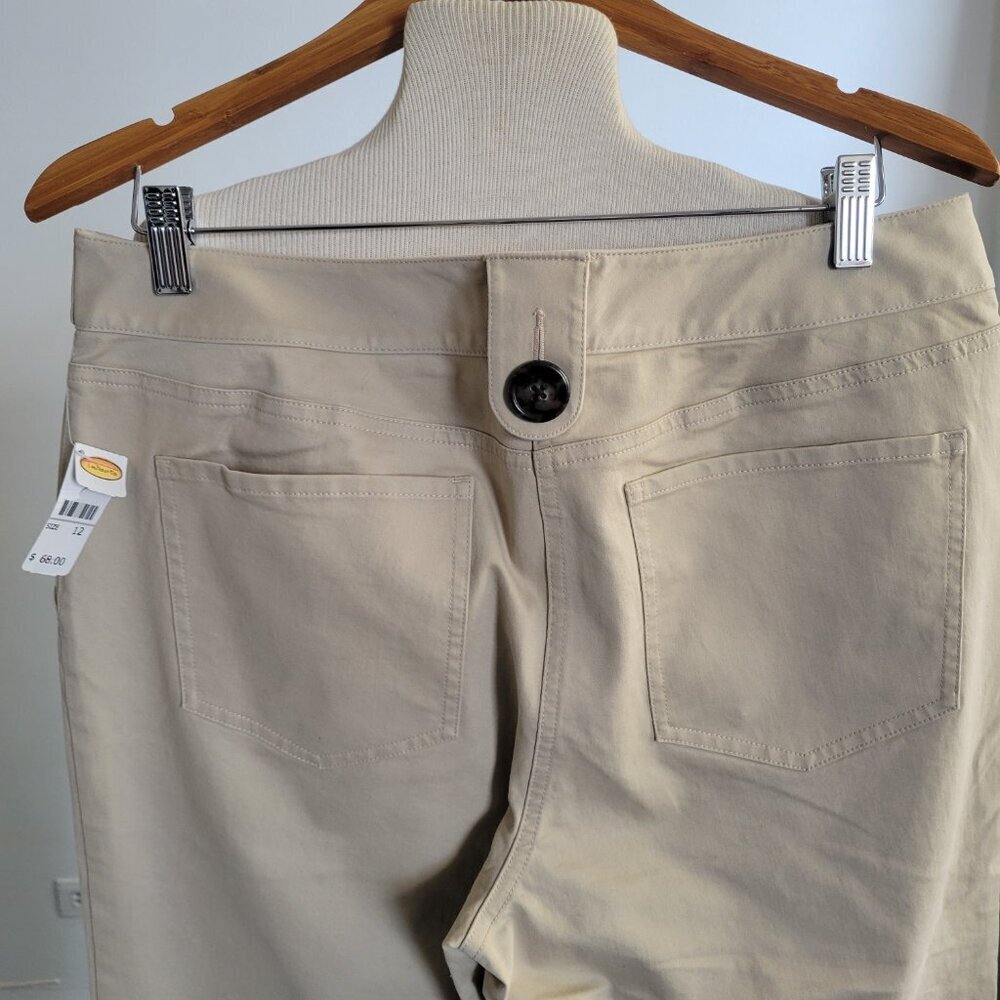 New Talbots Slimming Stretch Denim Wide Cream Leg Pants (Size: 12) - Picture 3 of 13